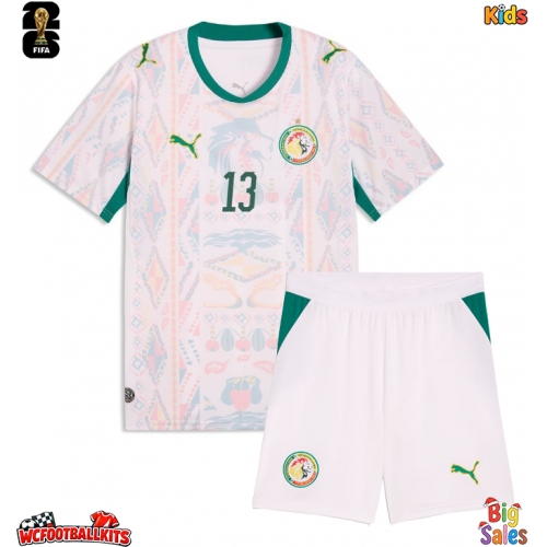 Senegal Iliman Ndiaye #13 Replica Home Stadium Kit for Kids World Cup 2026 Short Sleeve (+ pants)